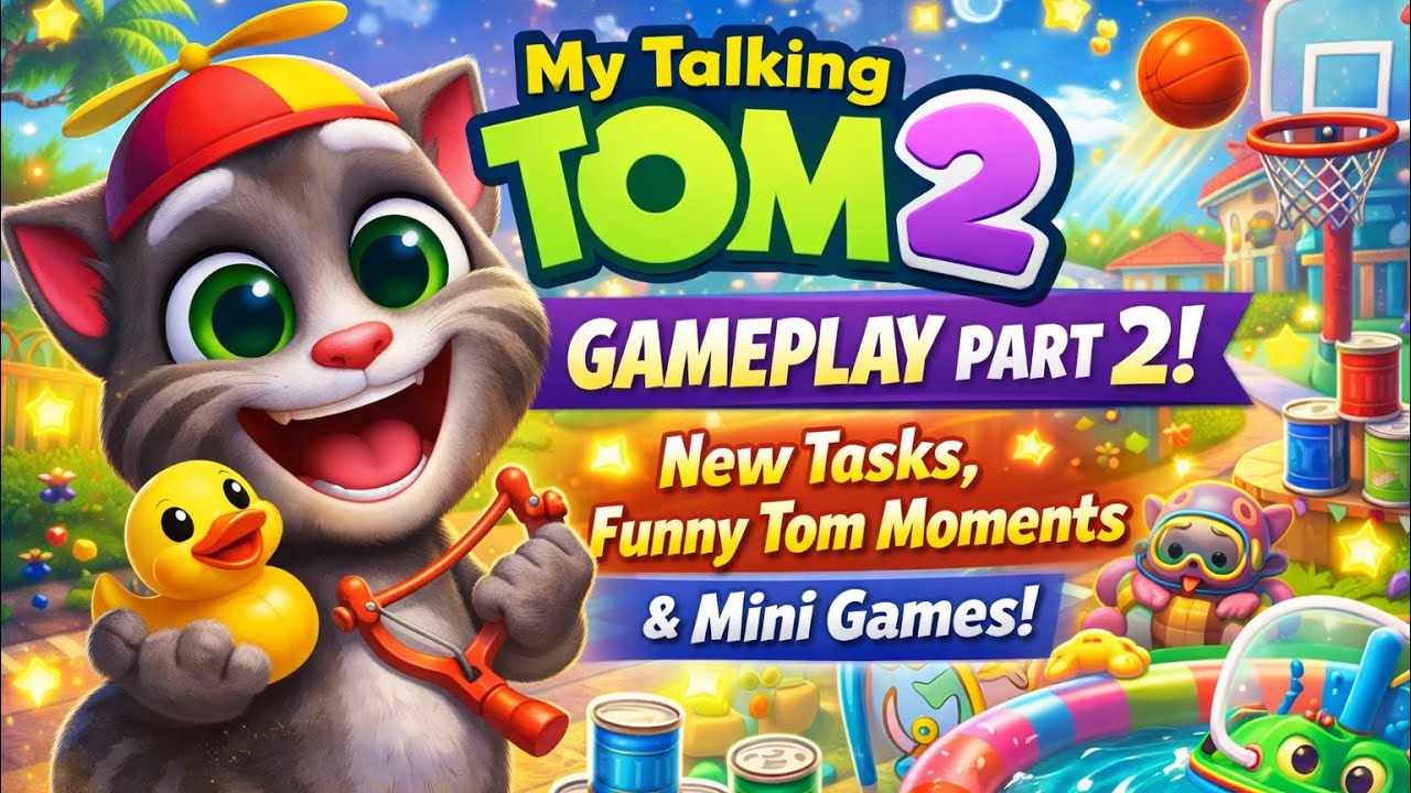 My Talking Tom 2 Gameplay Part 2 – New Tasks, Funny Tom Moments, Mini Games and More Progress!
