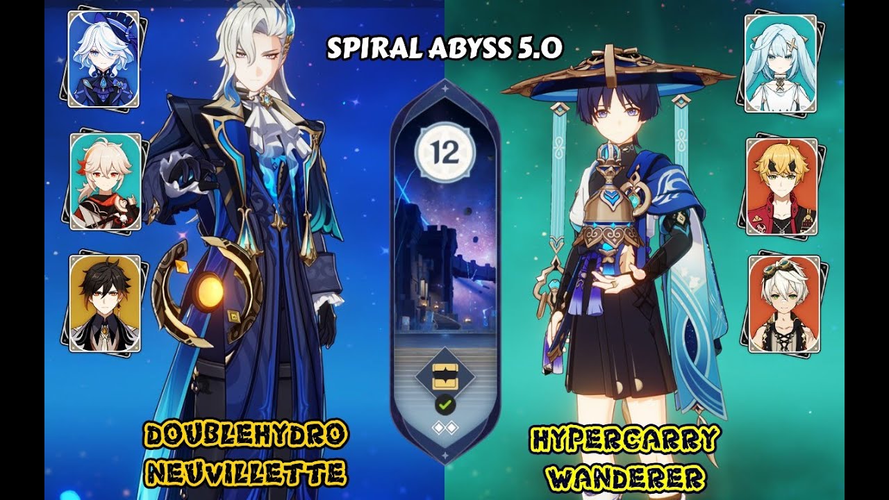 Spiral Abyss 5.0 |  C0 Neuvillette Double Hydro & C2 Wanderer Hypercarry | Genshin Impact