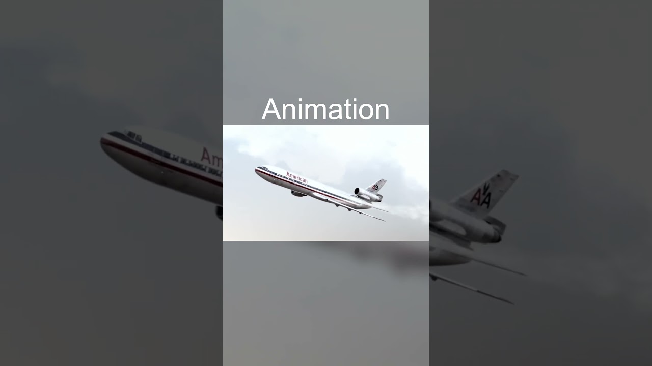 Animation vs. Real Life - American Airlines Flight 191 Crash  #airdisasters #planecrash #dc10
