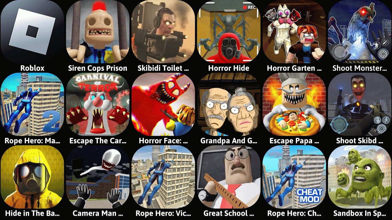 Nextbots In Playground Mod,99 Nights In Forest Prison Run,Escape Mr Funny's ToyShop,Roblox