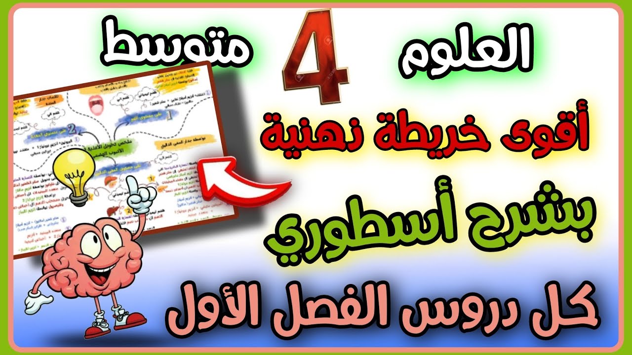 اروع تلخيص ل تحول الاغذية في الأنبوب الهضمي  خريطة ذهنية  العلوم الطبيعية الرابعة متوسط #bem2026 