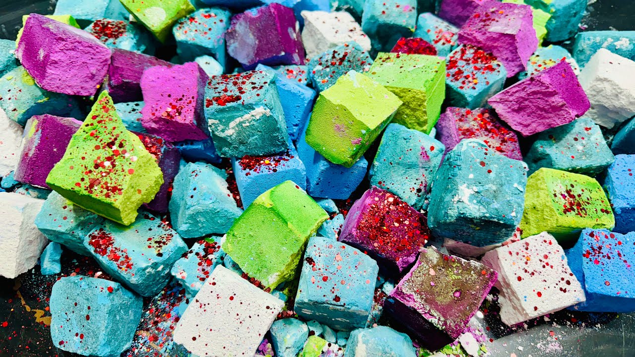 Soft Fresh Dyed Gym Chalk Crush ASMR | CC Dyed Gym Chalk Cubs Crush