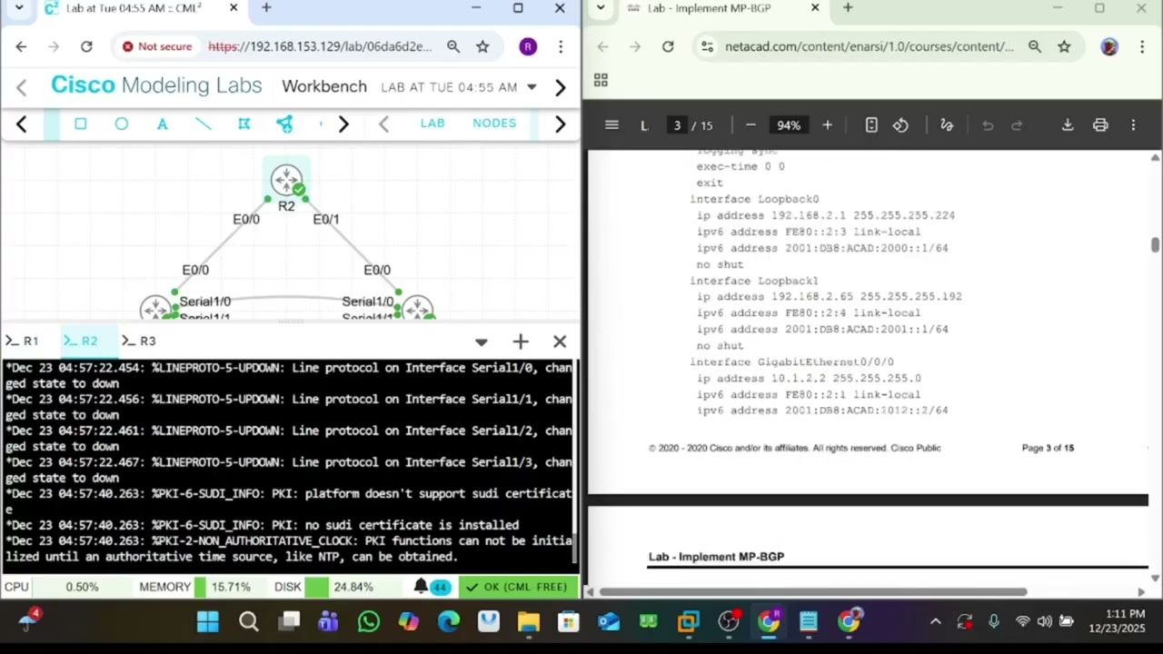 module 11  lab 11.1.3   Implement MP BGP
