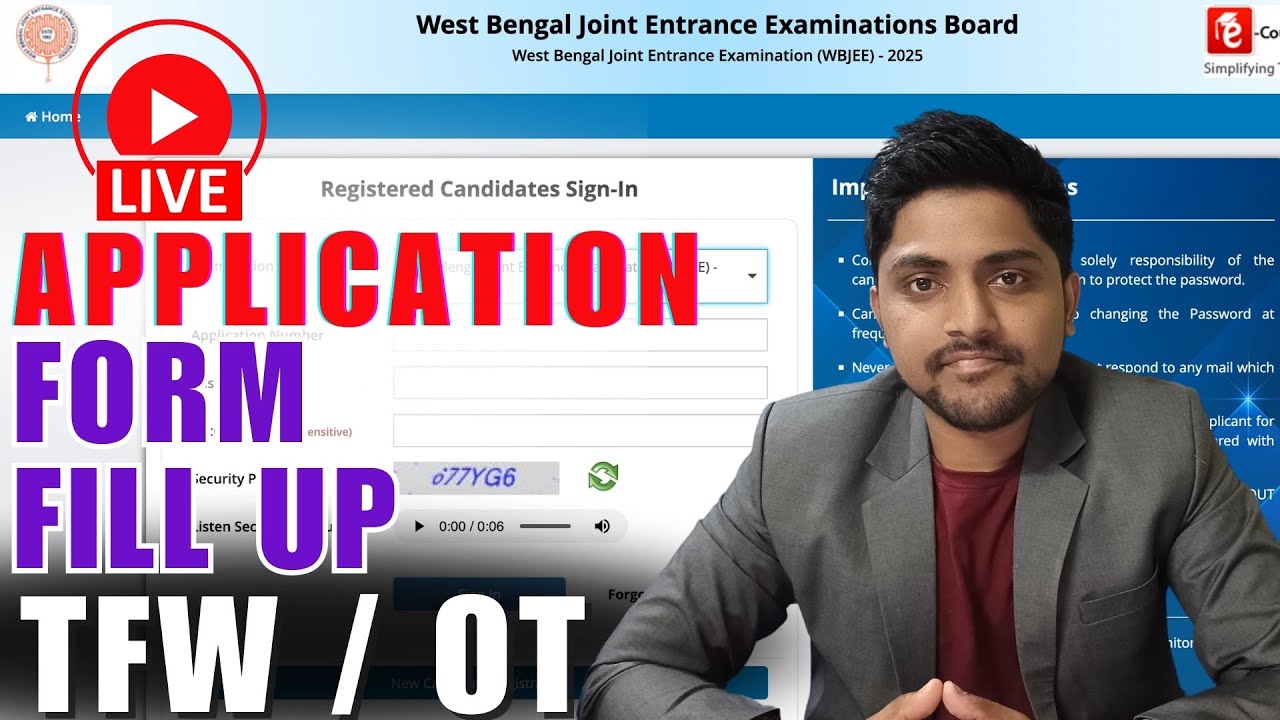 LIVE WBJEE 2025 APPLICATION FORM FILL UP | Step by Step Guide | Must Watch
