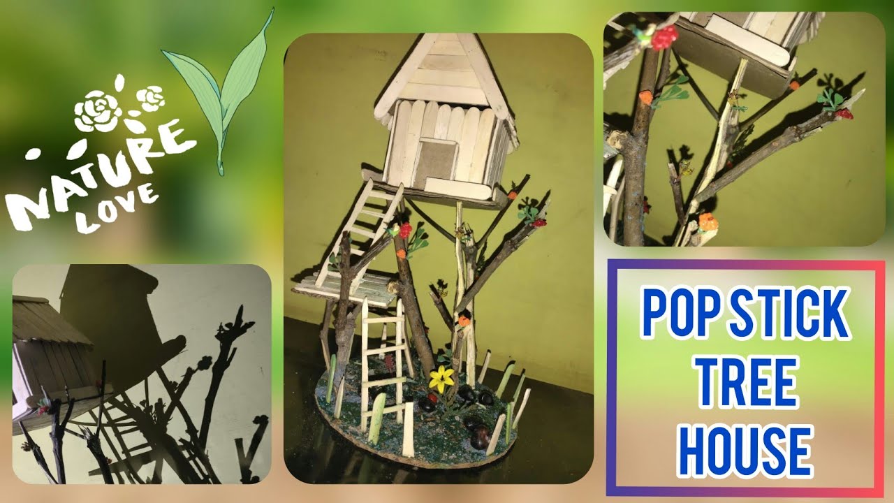 POPSICLE STICK TREE HOUSE/MINIATURE TREE HOUSE🏡🌳