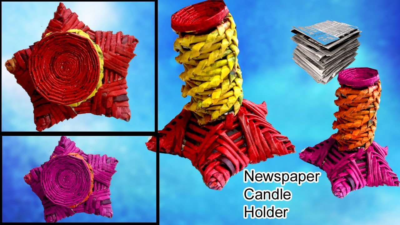 Newspaper candle holder II Best out of waste II Newspaper craft II DIY II Handmade showpiece ideas