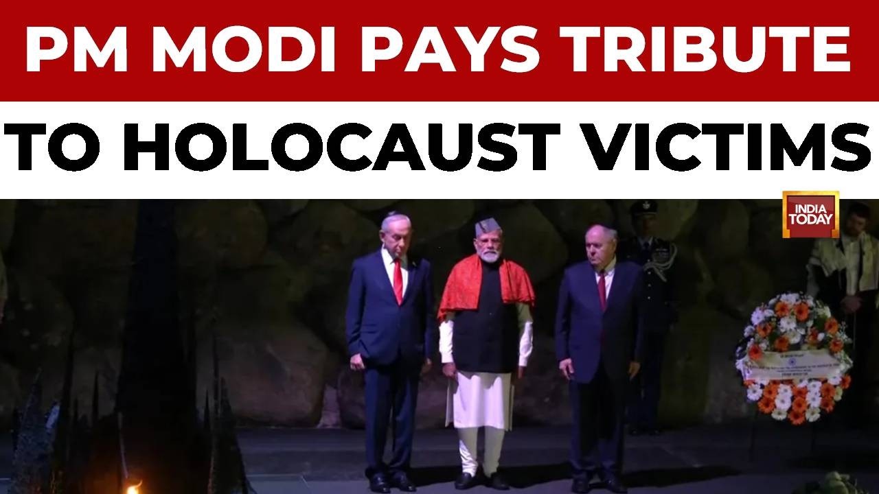 PM Narendra Modi Visits Yad Vashem in Jerusalem, Pays Tribute to Holocaust Victims with PM Netanyahu