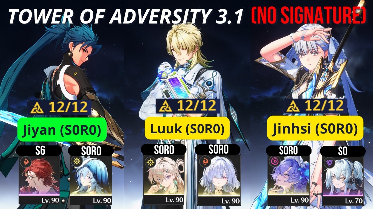 (NO SIGNATURE) Tower Of Adversity 3.1 Jiyan | Luuk | Jinhsi - All Bosses Clear | Wuthering Waves