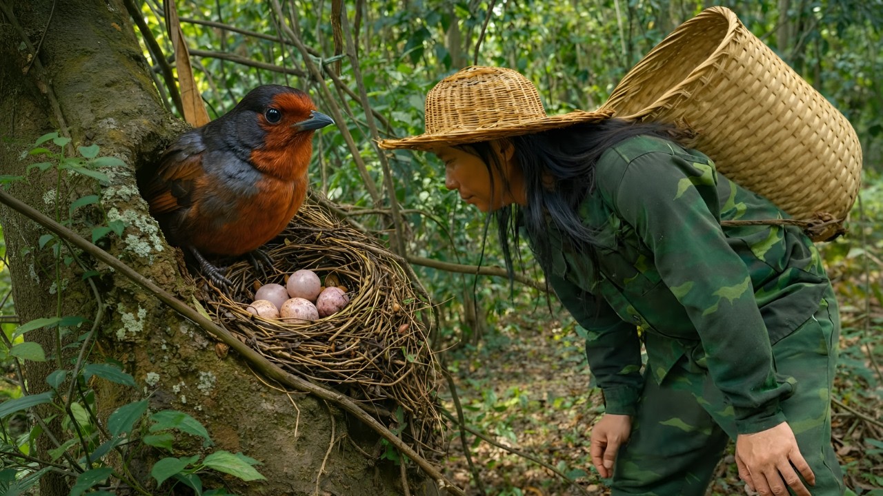 Going into the forest to harvest honey - Searching for wild food, surviving alone on the river