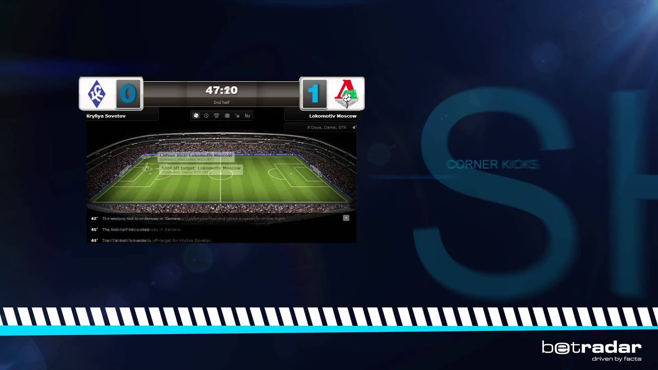 Betradar's Live Match Tracker for Soccer - Positional data of all the on-pitch action