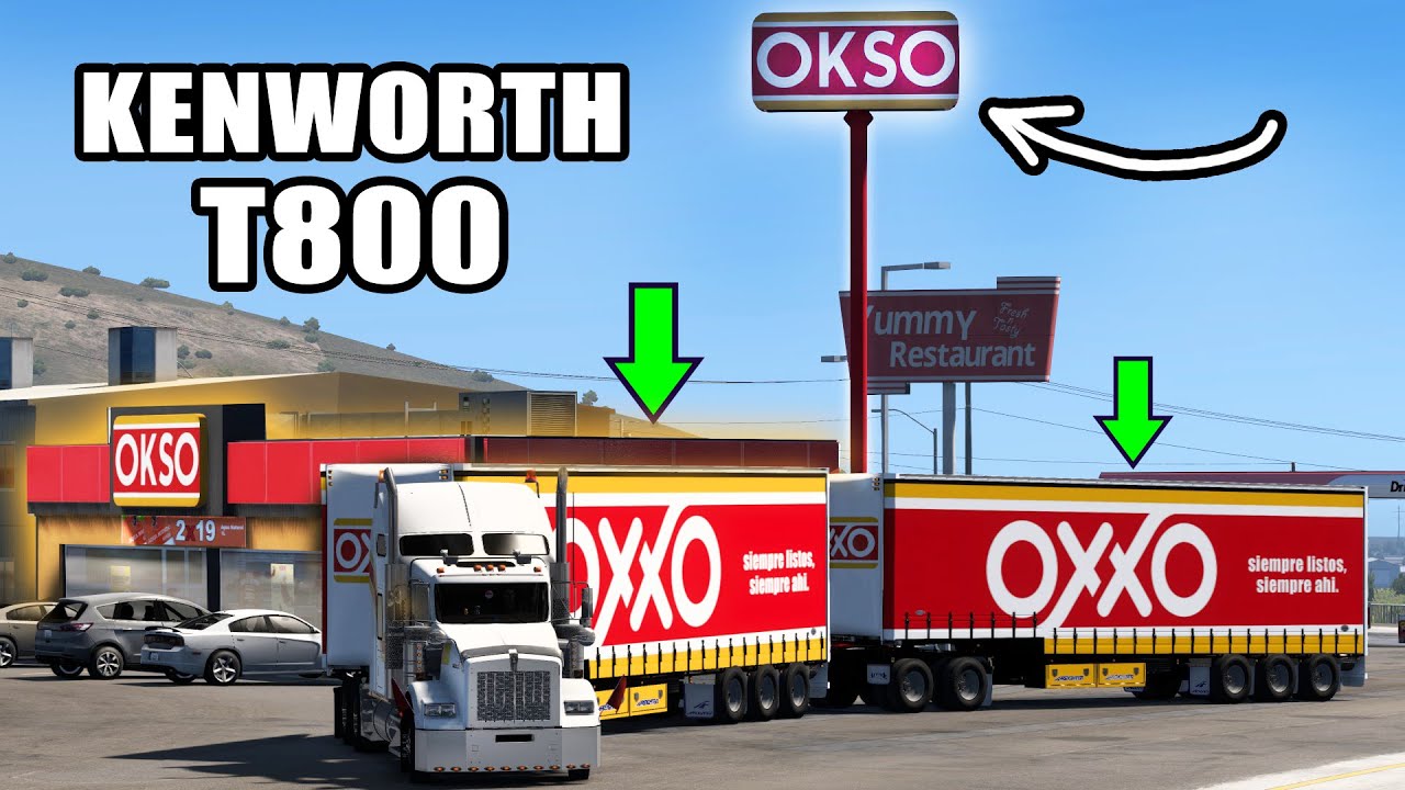 DOBLE Trailer de OXXO en Kenworth T800 La Ruta de los Oxxos en México American Truck Simulator