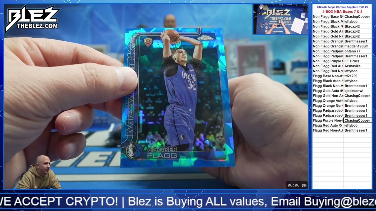 2025-2026 Topps Chrome Sapphire 2 Box BREAK #9 Pick Your Color