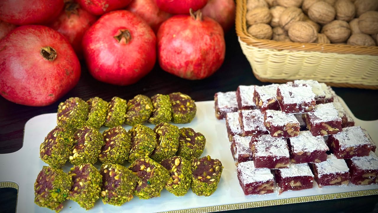 ملبن الرمان الطبيعي التركي بنوعين الفستق والجوزPomegranate Turkish delight of/ walnut and pistachio