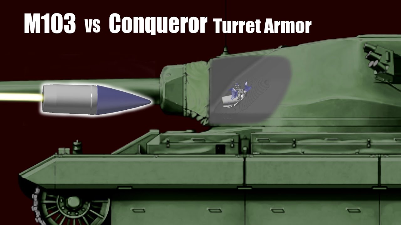 M103 vs CONQUEROR Turret Cheek Armor | Armor Penetration Simulation