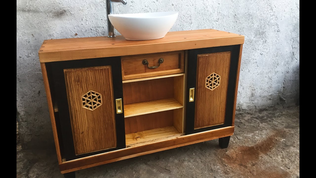 MUEBLE para BAÑO( LAVAMANOS ) CON PUERTAS CORREDIZAS //DISEÑO ORIENTAL
