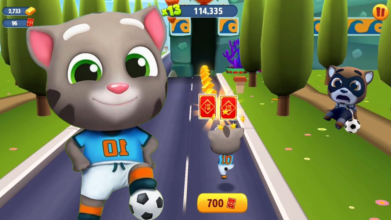 Talking Tom Gold Run New Update Lucky Festival. Football Tom vs Raccoon Boss. Full Screen