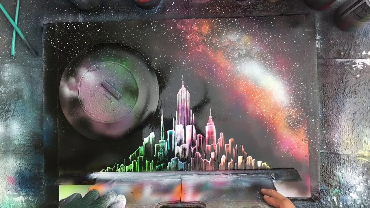 spray paint art GLOW in the dark
