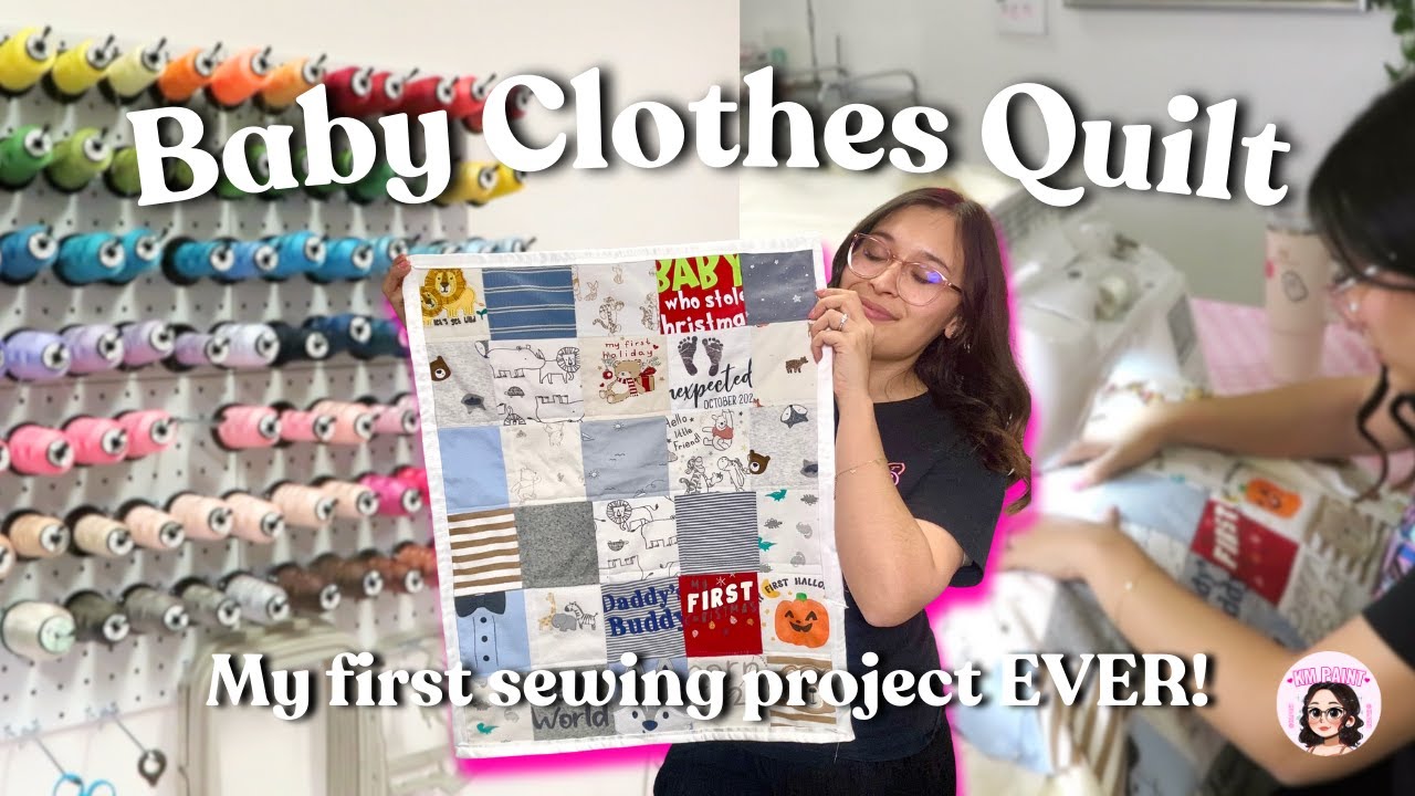 baby quilt made out of baby clothes | first sewing project ever! ♥︎