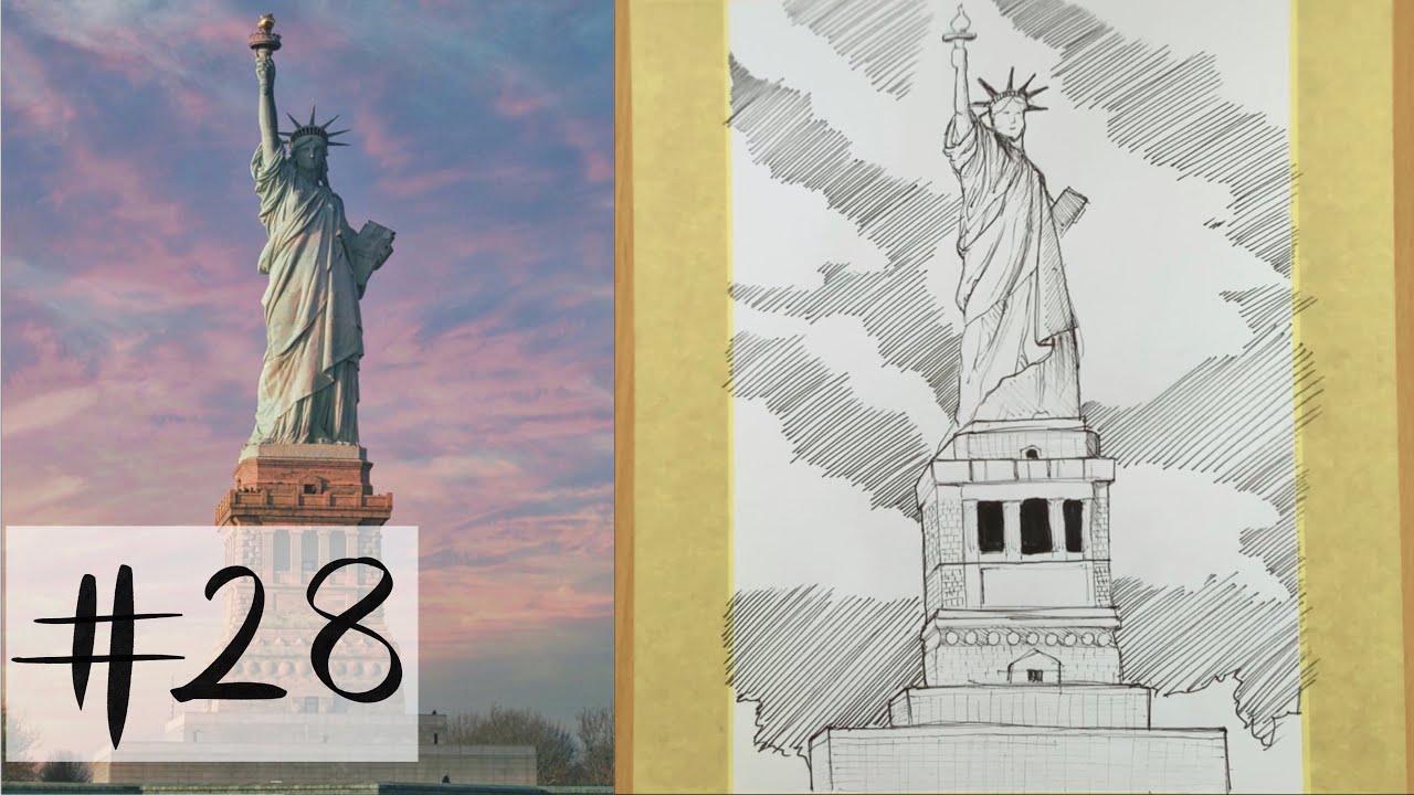 Mekan Nasıl Çizilir? (HowToDrawPerspective)  - Özgürlük Anıtı #28