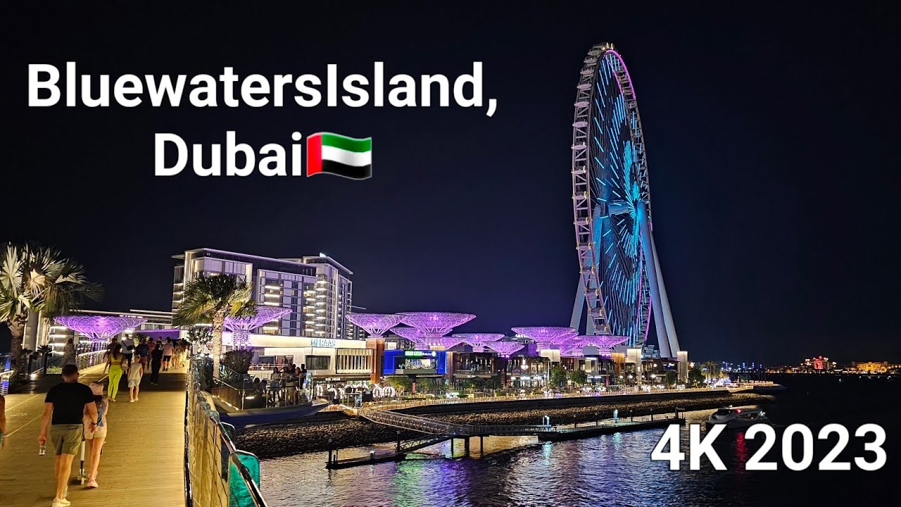 Dubai Bluewaters Island 🇦🇪 Bluewaters Island Night Walking Tour |2023 | 4K | UAE #bluewater #dubai