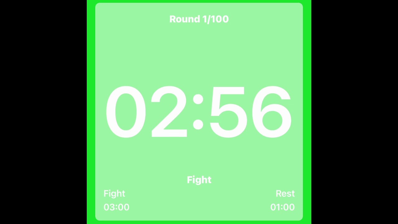 BOXING TIMER 15 ROUNDS 3MIN RND 1MIN REST 30SEC INTERVAL