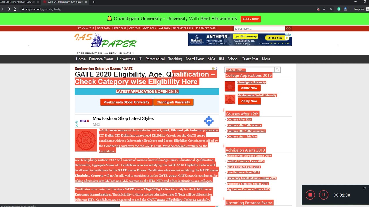 GATE Eligibility Criteria 2020 - Check Age limit and Qualification