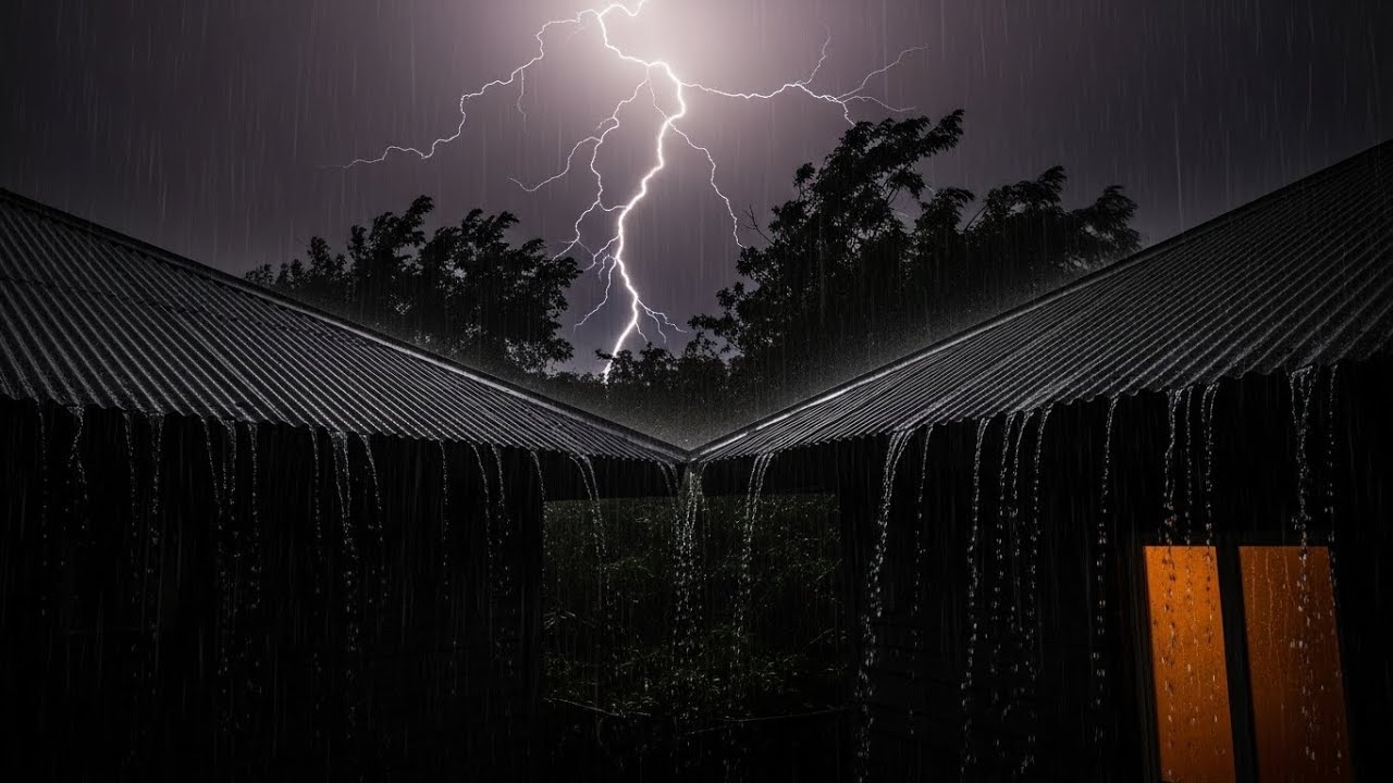 Stormy Rain on Metal Roof 🌧️ Sleep Instantly with Deep Thunder Ambience #7