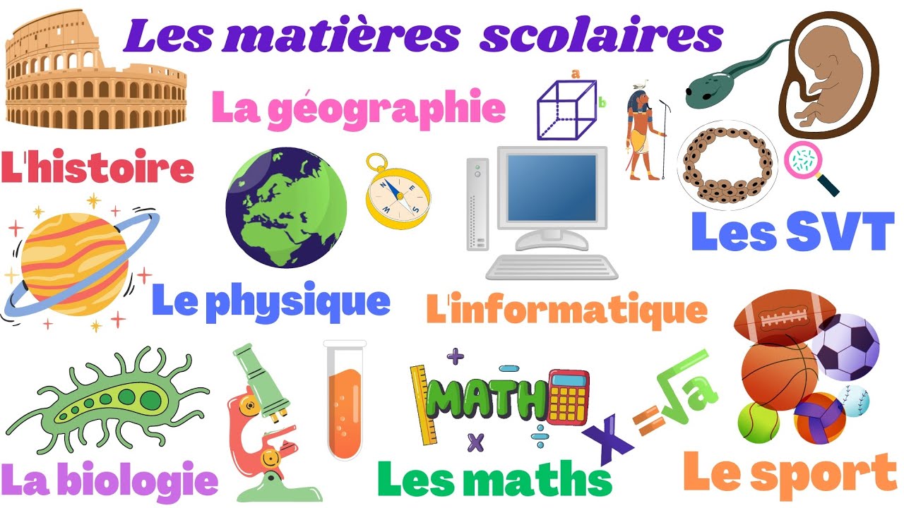 les matières scolaires en français.