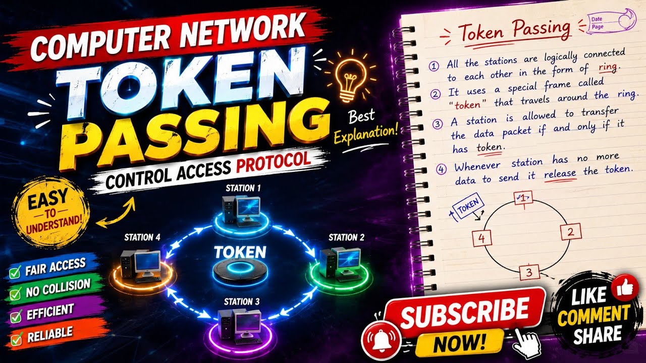 7.9 || Token Passing || Controlled Access Protocol || Multiple Access Protocol #computernetwork
