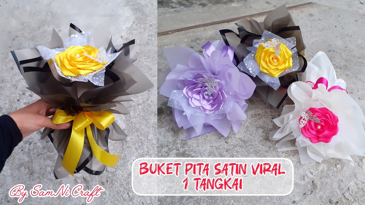 Tutorial Buket Bunga PITA SATIN Viral 2025 | Buket Mawar Satu Tangkai dari PITA SATIN