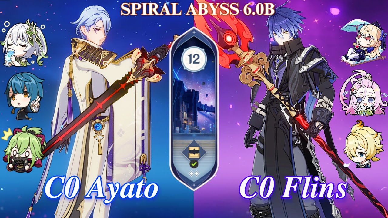 C0 Ayato Hyperbloom & C0 Flins F2p | SPIRAL ABYSS 6.0B | Floor 12 | 9* | Genshin Impact