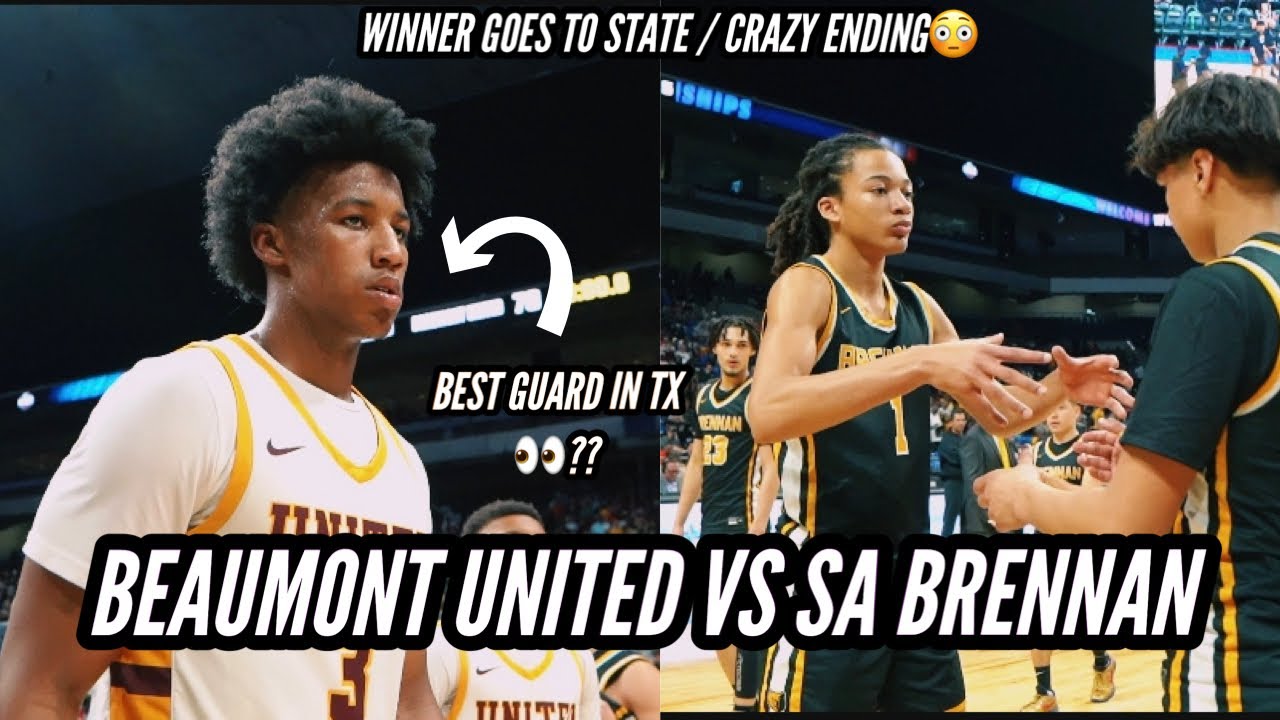 4⭐️ Wesley Yates & Beaumont United vs SA Brennan 👀🔥!! | 6A STATE SEMI FINALS #viral #basketball