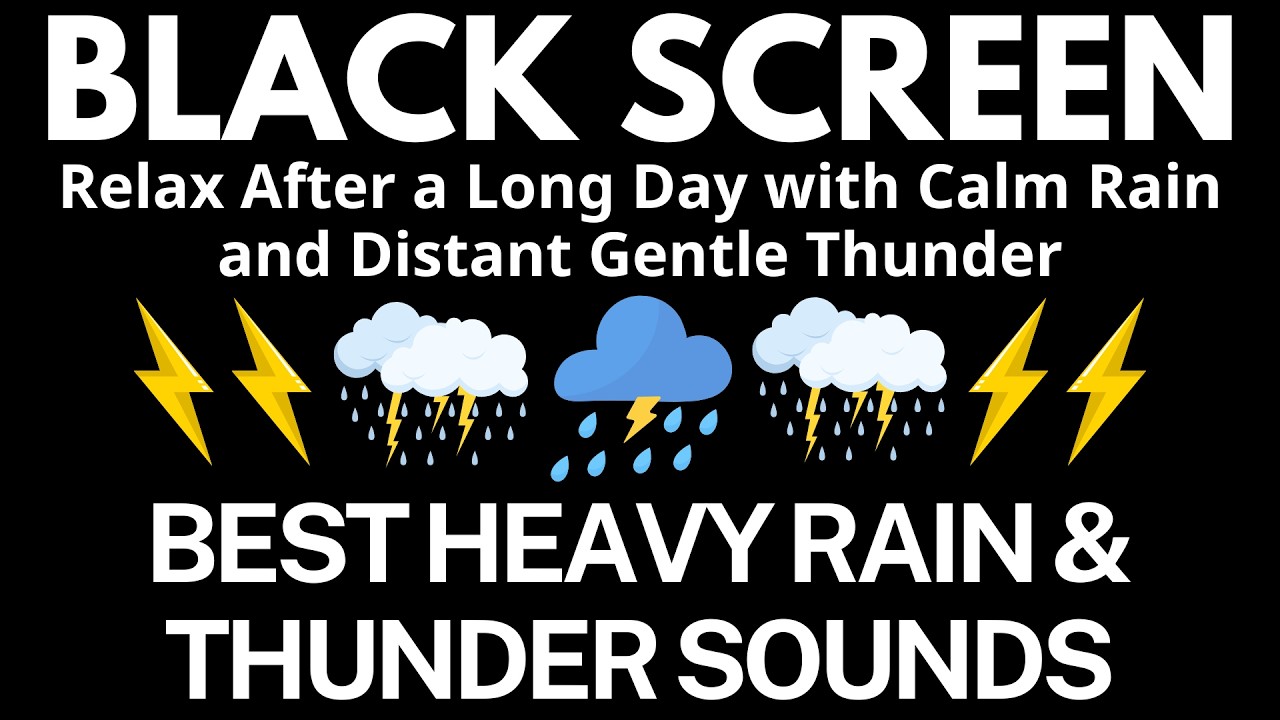Relax After a Long Day with Calm Rain and Distant Gentle Thunder | No Ads - Black Screen