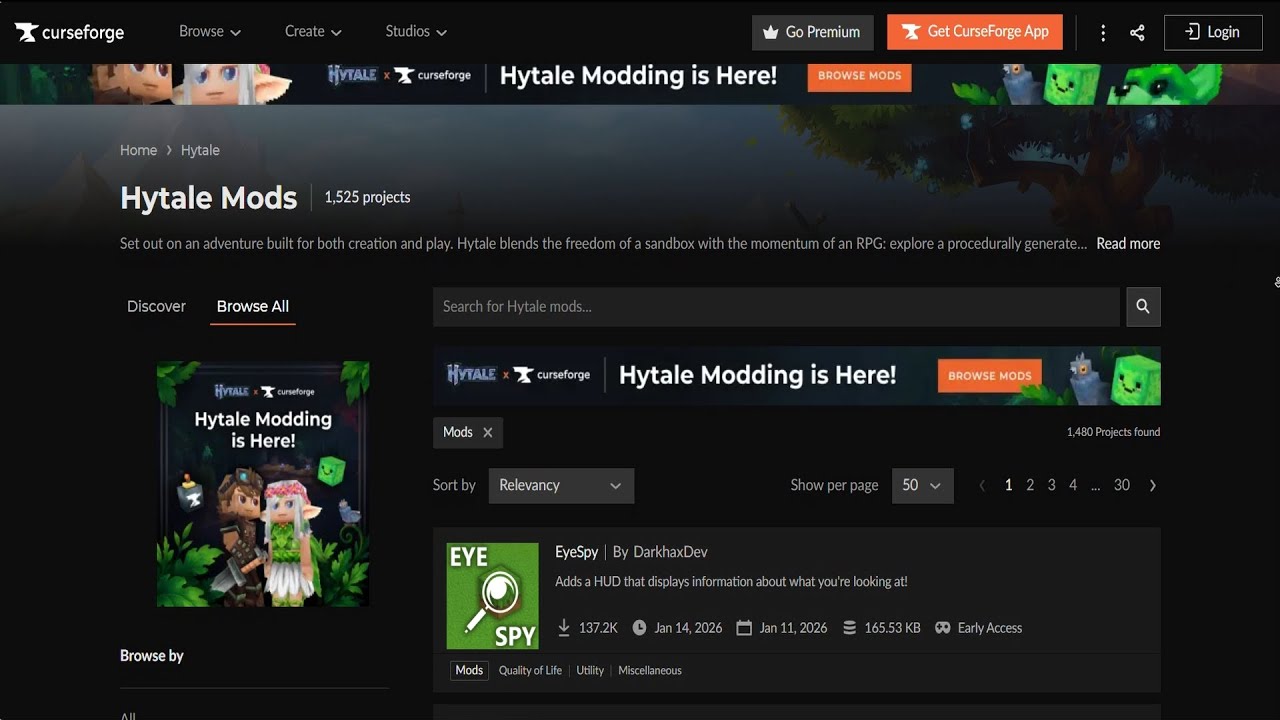 OVER 1,500 MODS ARE NOW AVAILABLE FOR HYTALE! LINK FOR MOD PAGE IN COMMENT / DESCRIPTION