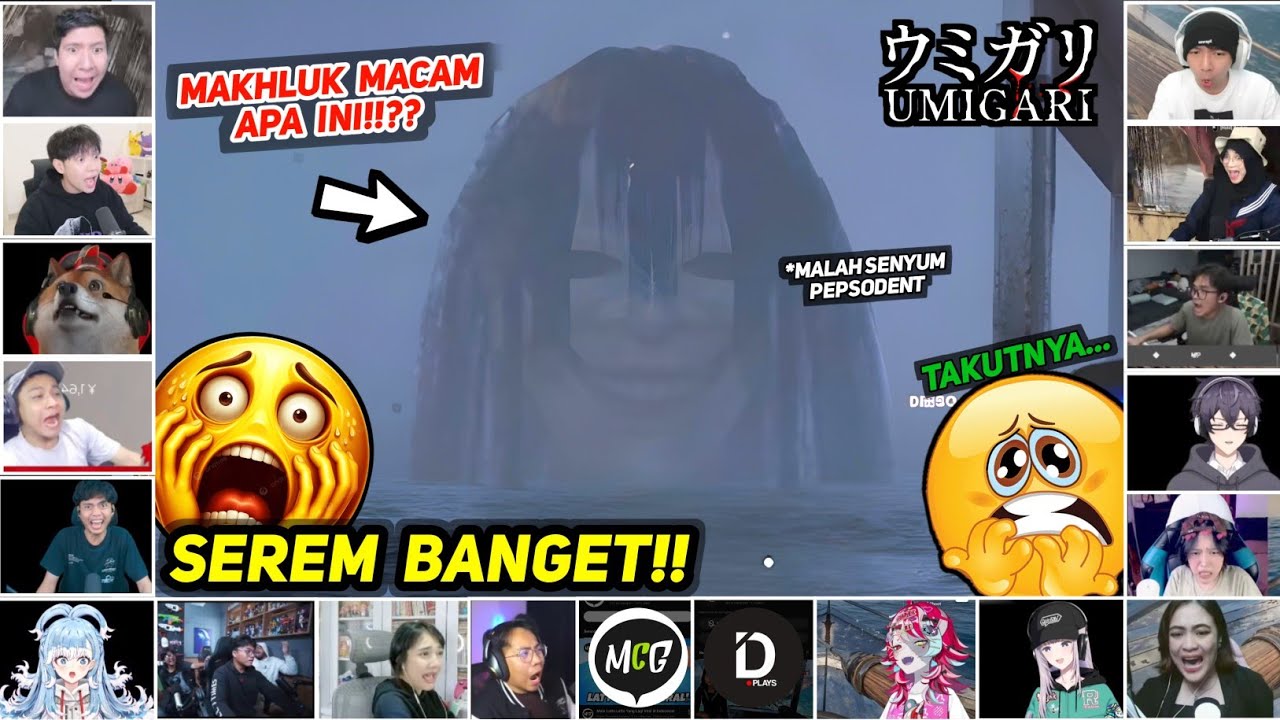 [ REAKSI YOUTUBER GAMERS ] DI KEJAR MONSTER LAUT UMIGA | Umigari |