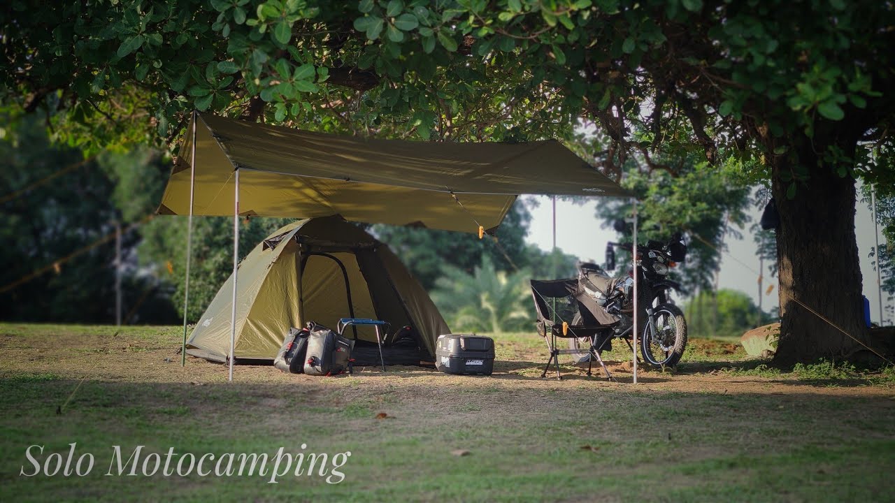 SOLO MOTOCAMPING ADVENTURE BELLA MONTANA FRUIT FARM, SILENT VLOG, OUTASK TELESCOPIC LANTERN