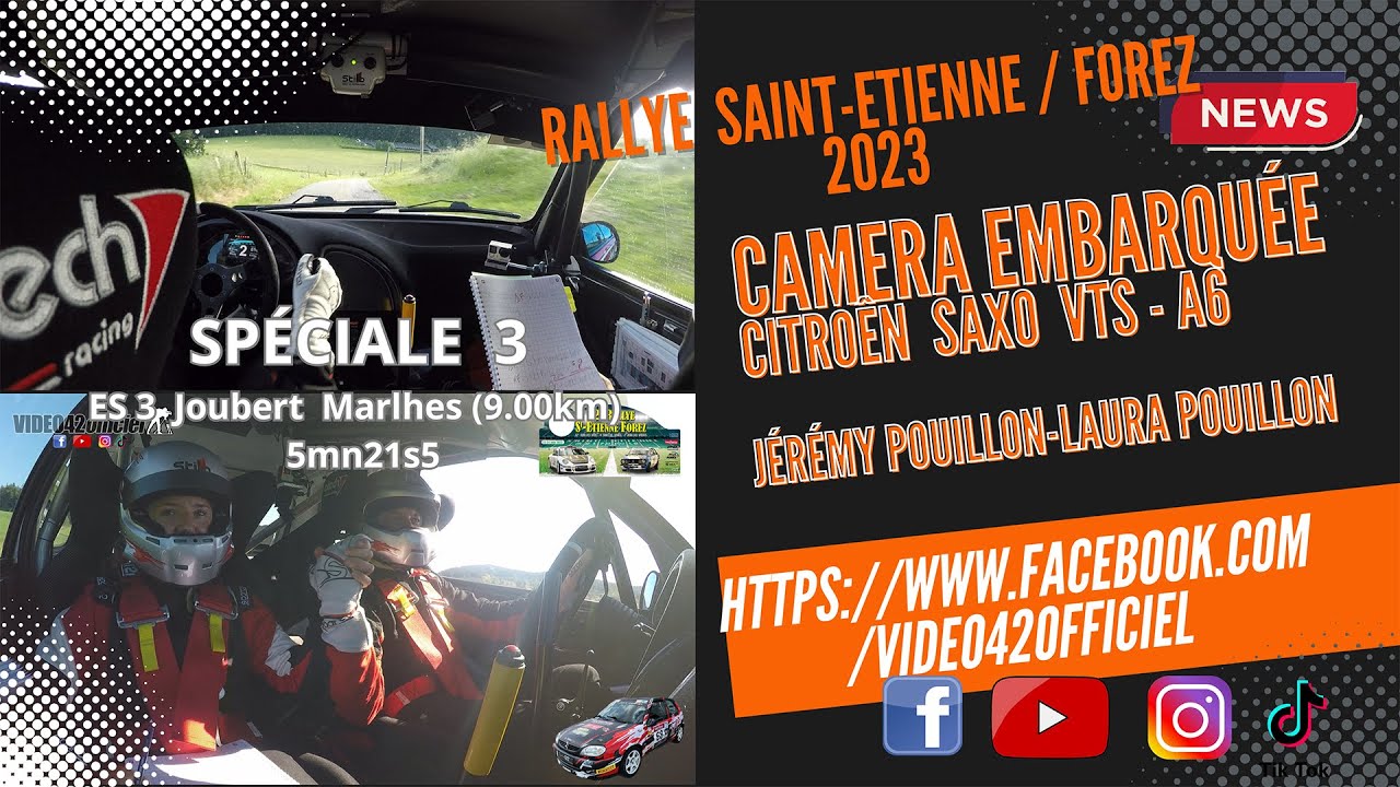 Rallye St Etienne Forez 2023  ES3 on board Pouillon Pouillon saxo A6
