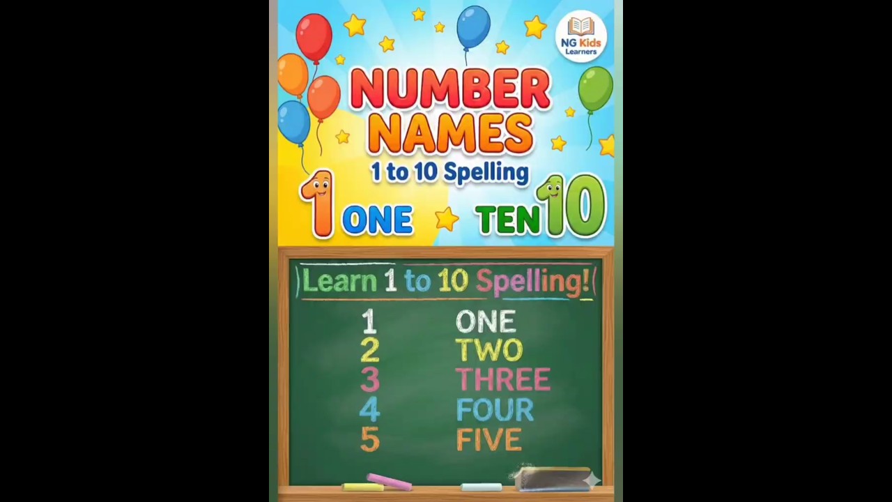 Learn Number Names 1 to 10 | Spelling 1 to 10 for Kids | NG Little Learners
