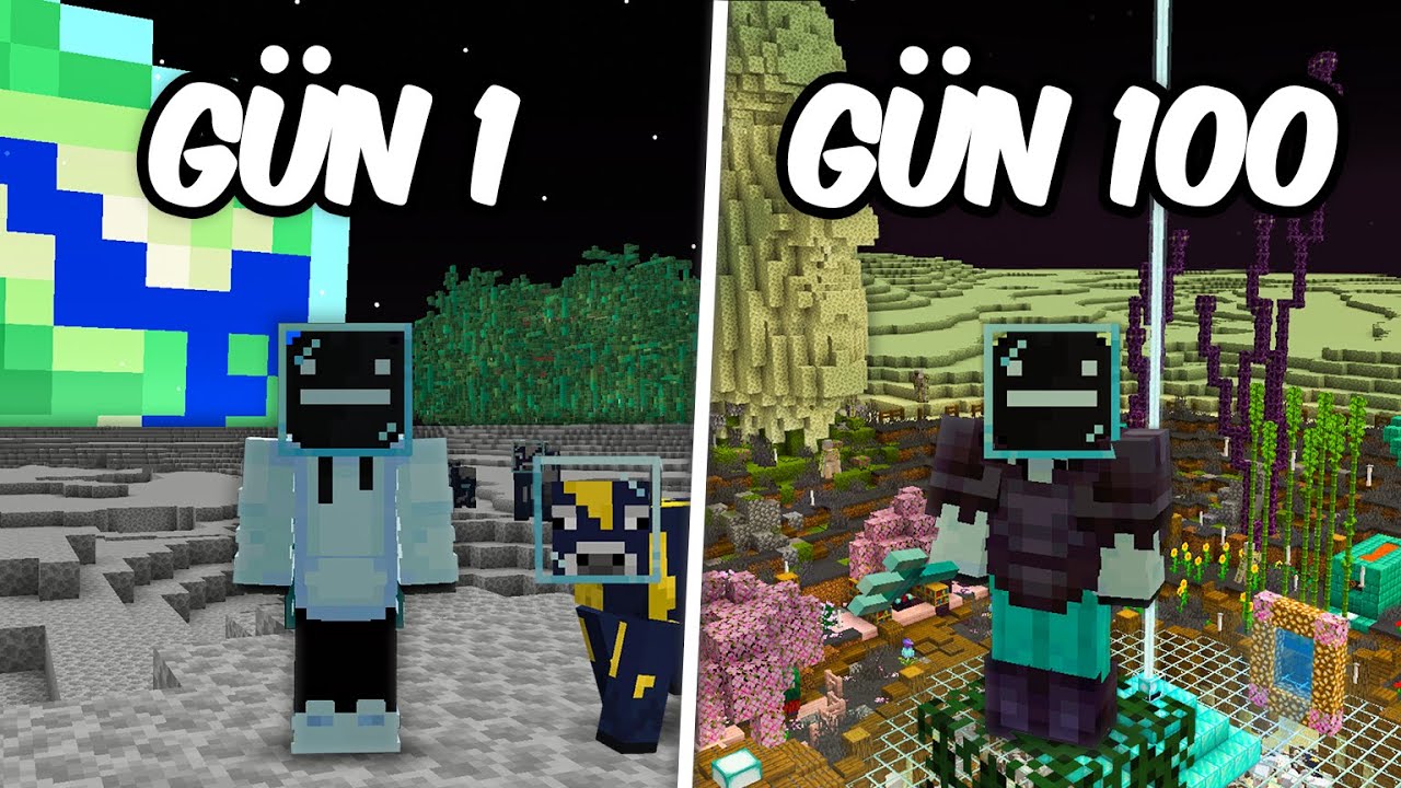 Minecraft Ayda 100 Gün Hayatta Kalmak...