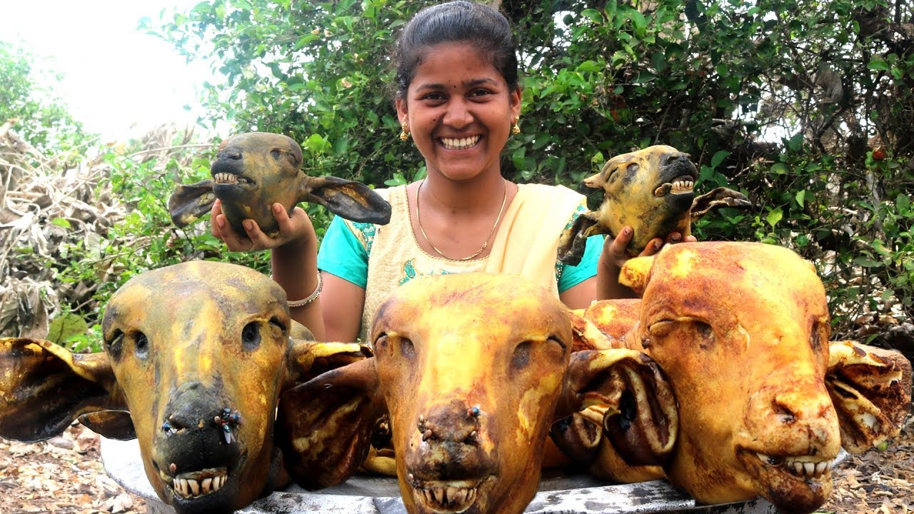 Lamb Head Recipe || Traditional Sheep Head curry By Country foods |మేక తలకాయ కూర