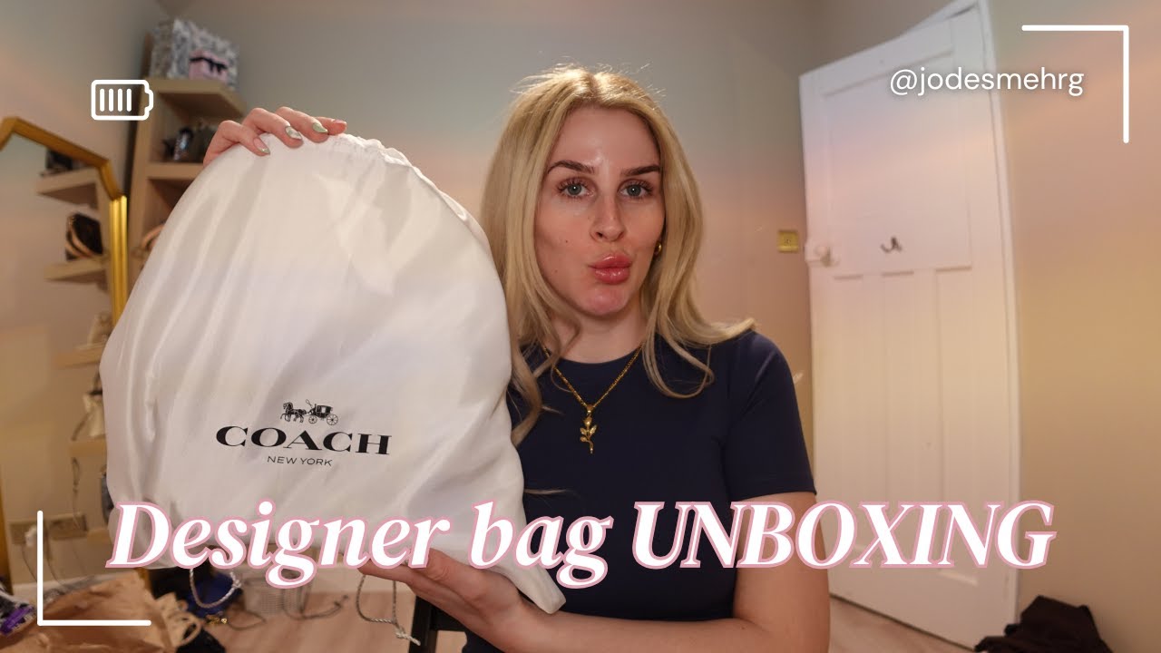 COACH BAG UNBOXING | my first coach bag + signature denim kailey + designer bag + ASMR