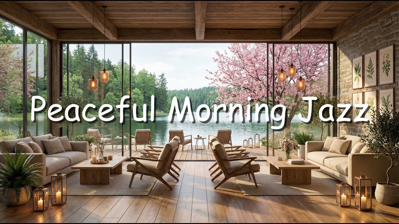 Peaceful Morning Jazz ☀️ Cozy Lakeside Cafe Ambience | Calm Jazz for Focus & Relaxation