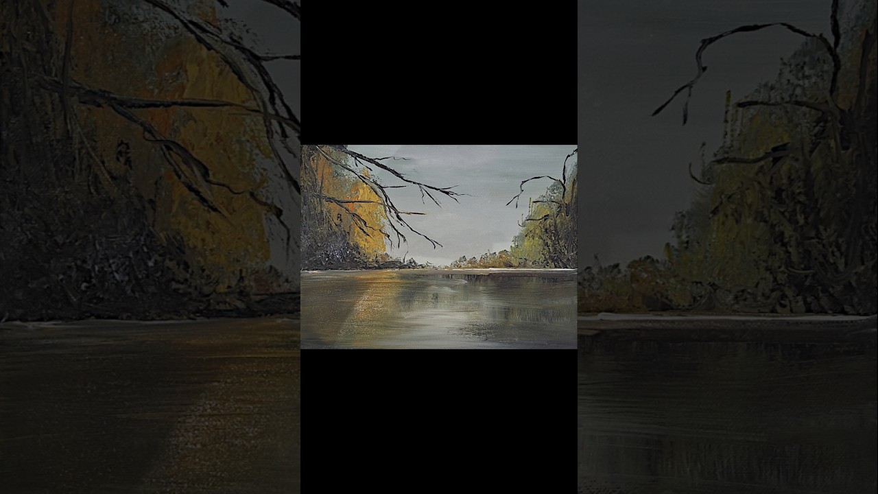 PEINDRE UN LAC EN PEINTURE ACRYLIQUE #fa-artiste #peintureacrylique #shorts