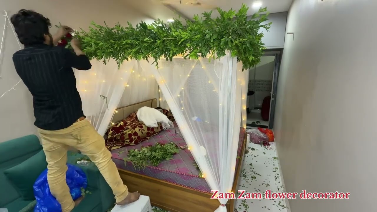 First night room decoration wedding night room decoration wedding bed decoration #gj27zamzam
