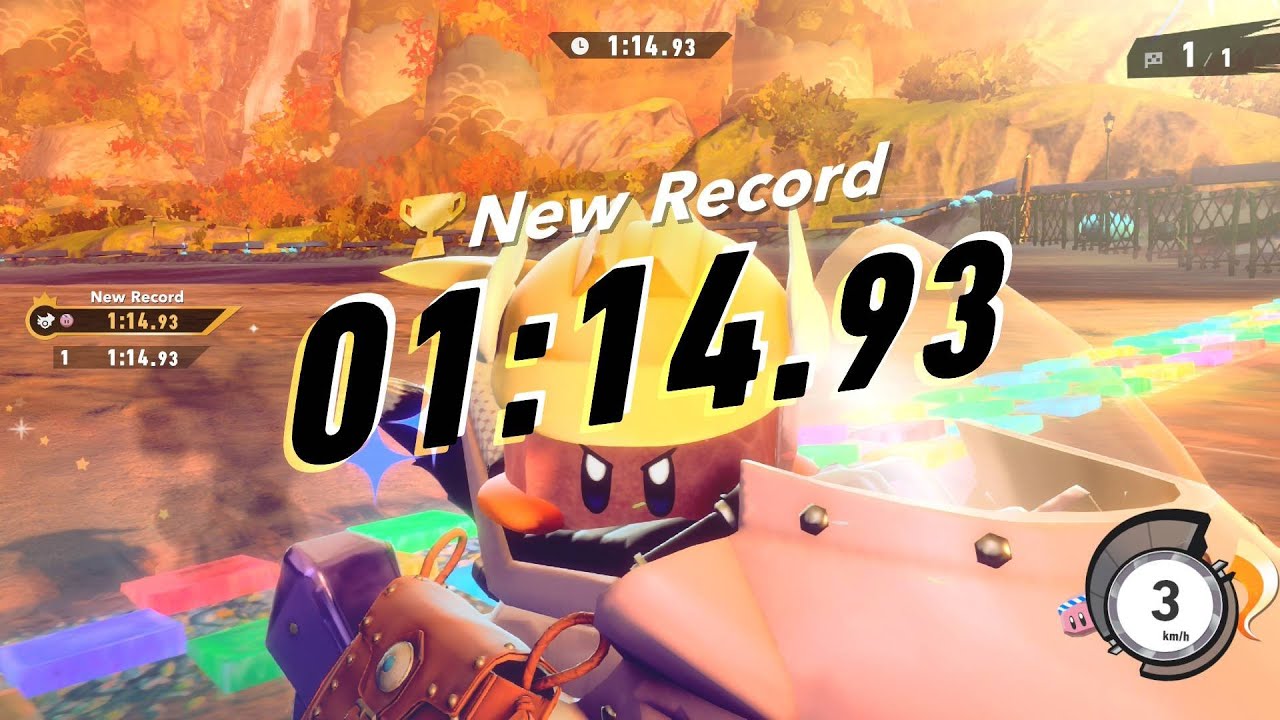 Kirby Air Riders - Mount Amberfalls in 1'14
