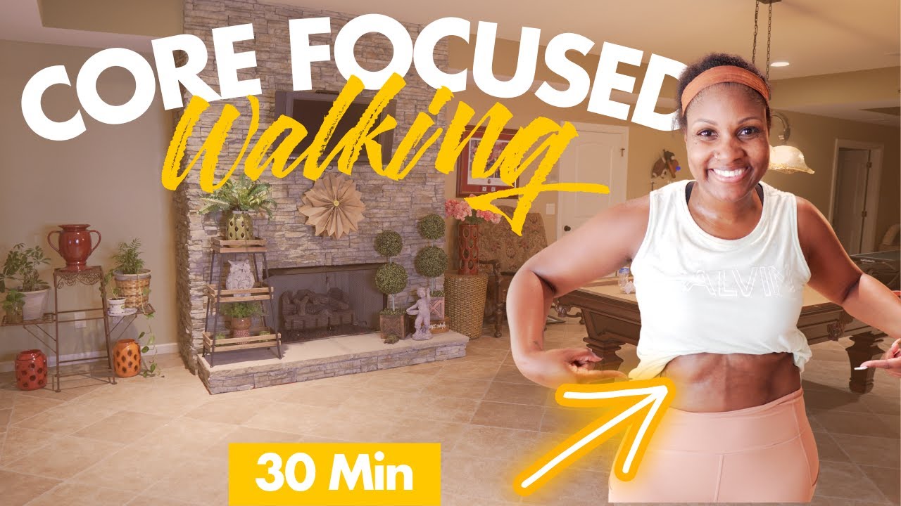 30 Minute Core Focused Walking Workout | At Home Walking Workout | Moore2Health