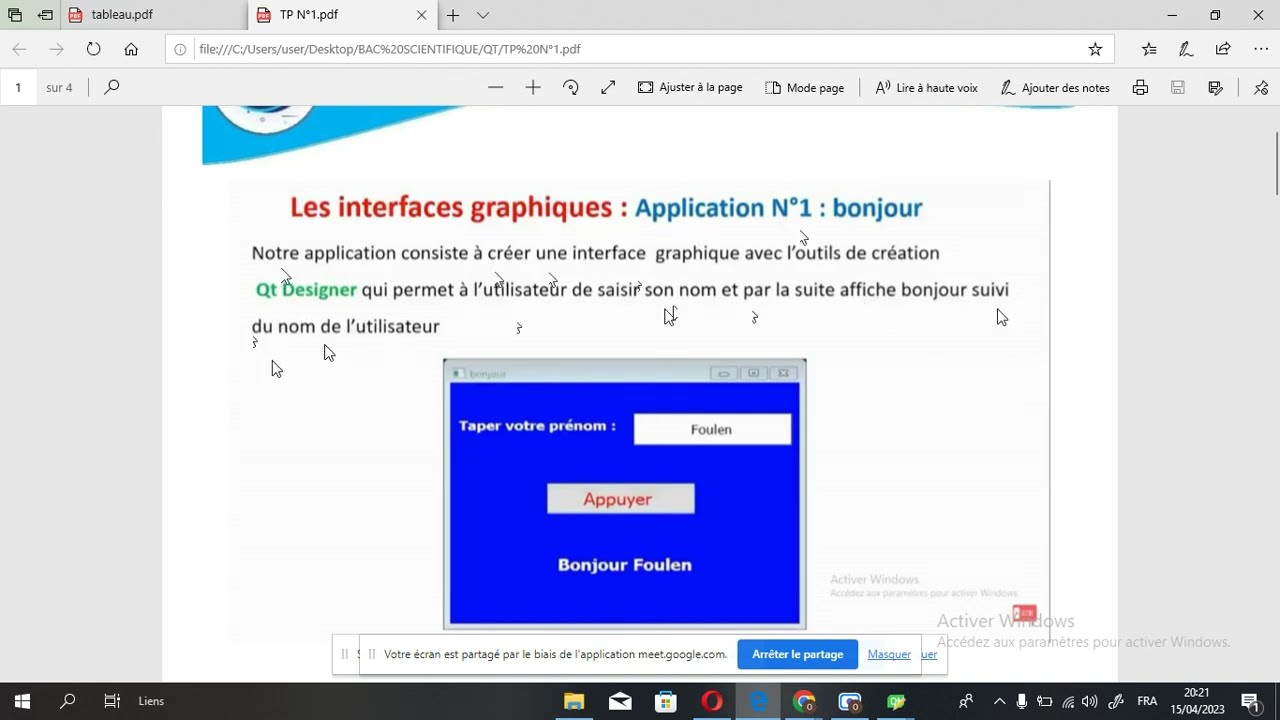 TP 1  (Révision Qt designer Bac Scientifique au 0 niveau)