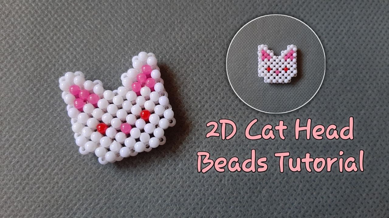Easy 2D Cat Head Bead Tutorial // DIY BEADS // Gantungan Kunci Manik Manik Kepala Kucing 2D
