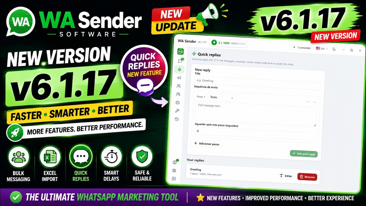 WA Sender v6.1.17 Latest Update &ndash; New Quick Replies Feature & More! | New version WASender