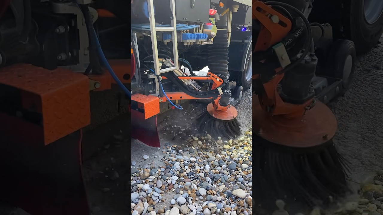 How satisfying is that sweep up? ✨ #roadsweeper #satisfying #cleaning #beforeandafter #truck